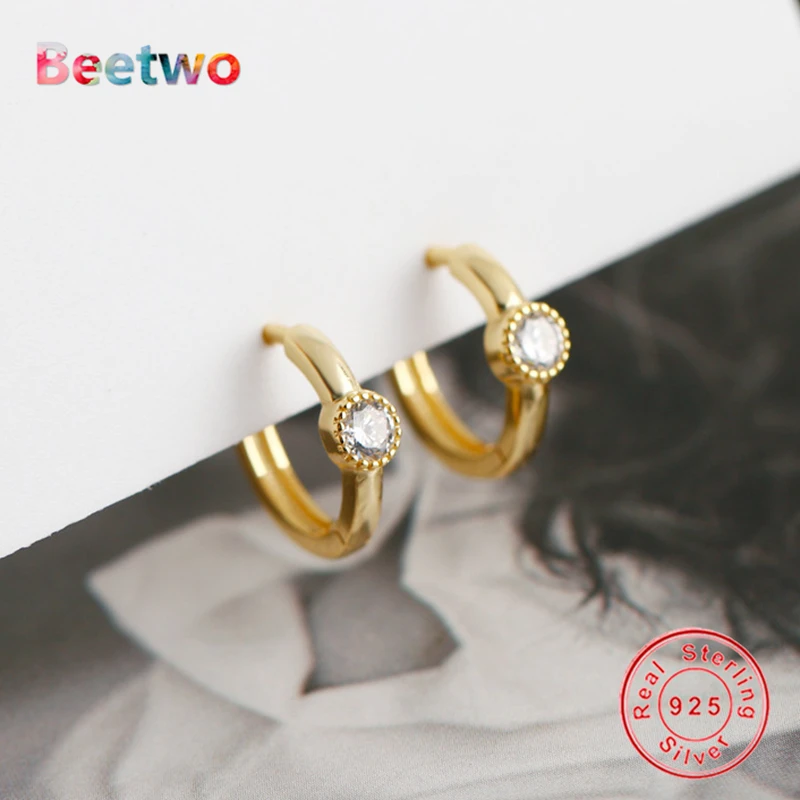

Sparkling Ring Hoop Earrings 925 Sterling Silver Clear CZ Earrings Brinco For Women Earrings 925 Silver Jewelry Berloque