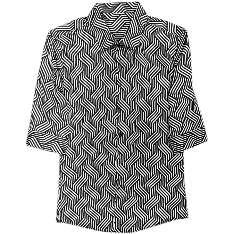 

Loldeal British Style Shirt New Slim Club Tuxedo Casual Printing Men