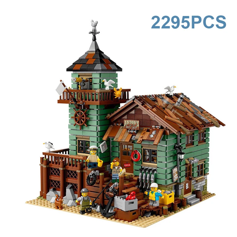 

New 21310 Ideas Fisherman Cabin Fishing Store Lepining Building Blocks Creator Expert Street View MOC Model Toy Bricks
