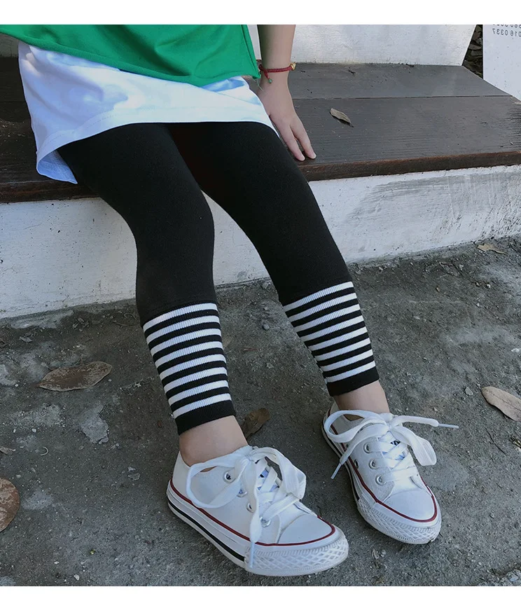 WLG осенние брюки для девочек Полосатые Детские платья детские повседневные