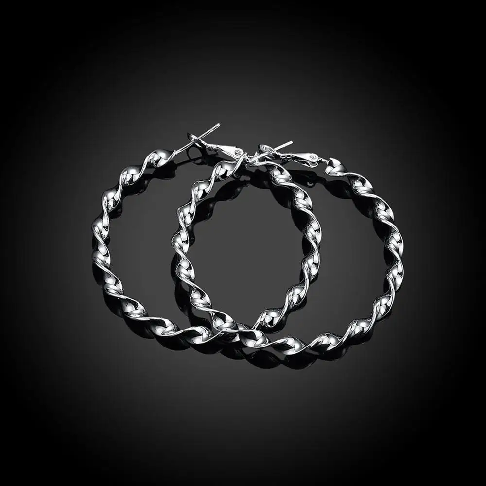 Серебряный цвет модные ювелирные изделия Модные серьги волна круглый твист