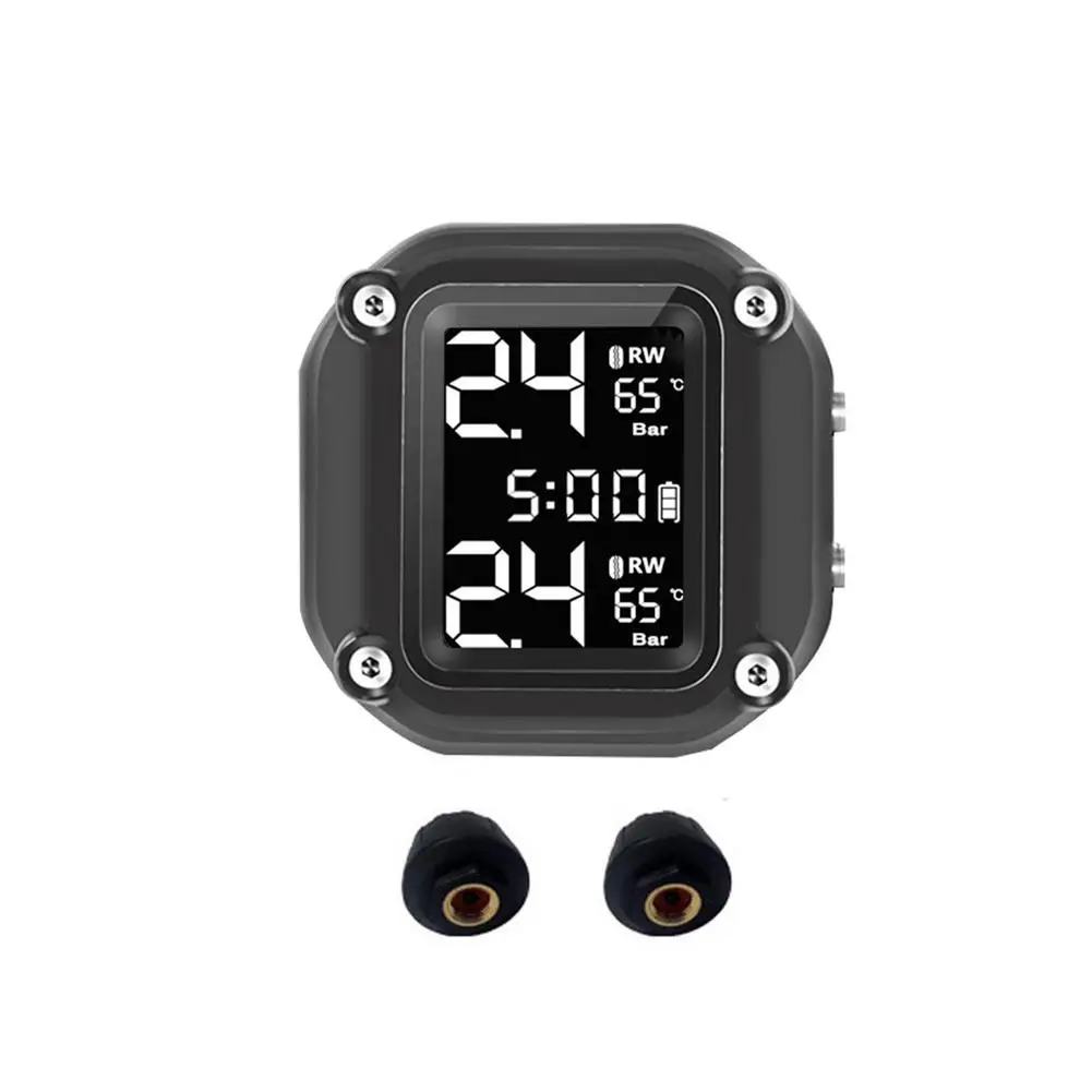 

5V Wireless Magnetic USB Charging Motorcycle Tire Pressure Monitor With LCD Display Adjustable TPMS Wheels Tire Pressure Alarm