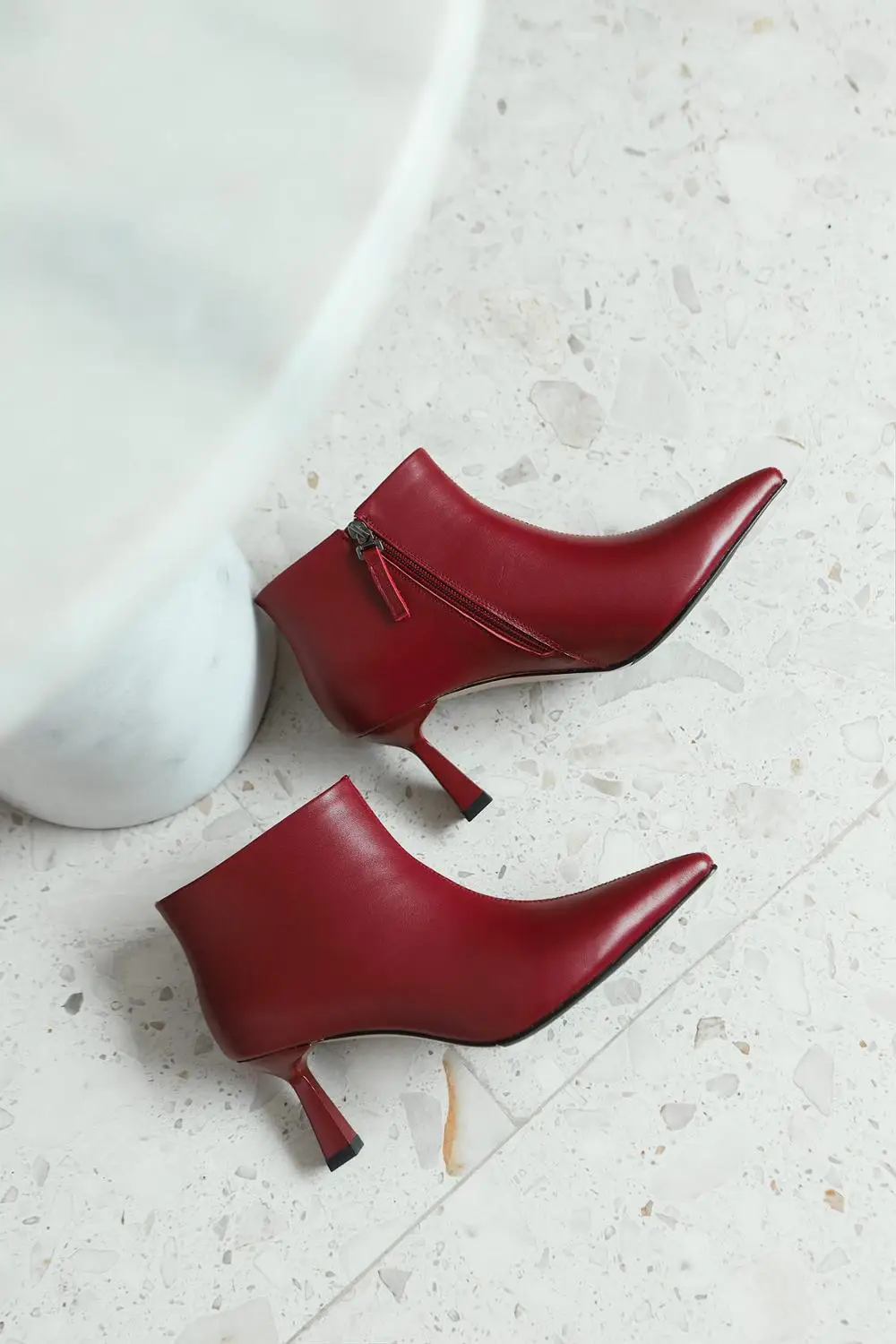 

Lenkisen work boots real leather high street fashion thin high heel pointed toe zipper elegant lady dating dress ankle boots L25