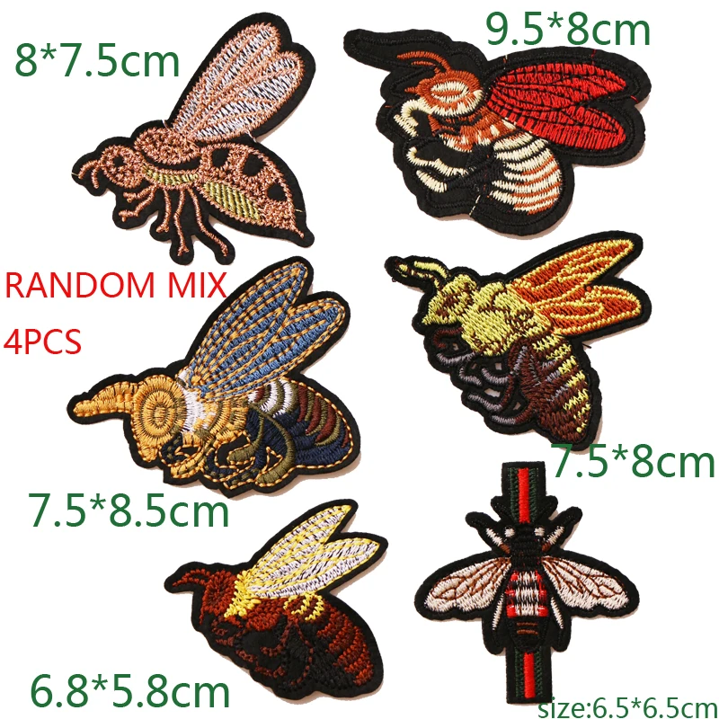 

Random mixed delivery A total of 4 icons Cartoon Decorative Patch Pattern Embroidered Applique Patches For DIY Iron on Badges