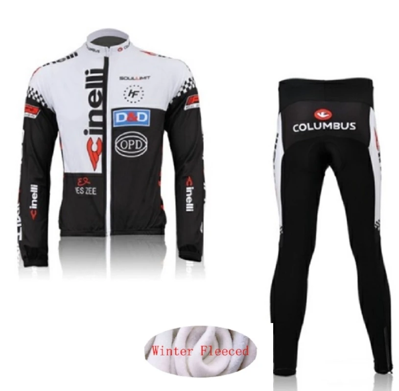 

2020 NEW Cinelli Winter thermal fleece Cycling Clothes Warn men Jersey suit Jacket riding bike MTB clothing Bib Pants set