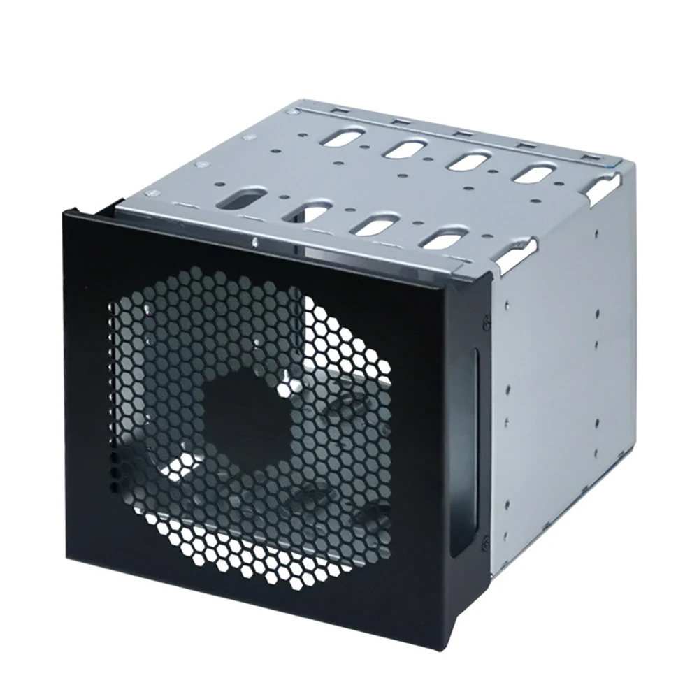 

5.25in to 5X 3.5in SATA SAS HDD Hard Drive Cage Adapter Tray Rack For 3x 5.25" CD-ROM Slot Internal External PC With Fan Space