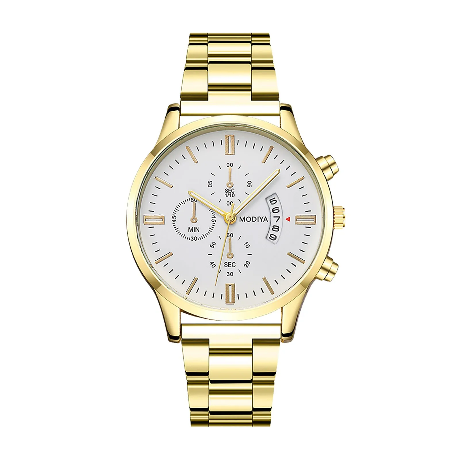 

Новинка 2021, простые водонепроницаемые мужские часы с тремя глазами, часы со стальным браслетом, календарем, кварцевые спортивные модные нов...