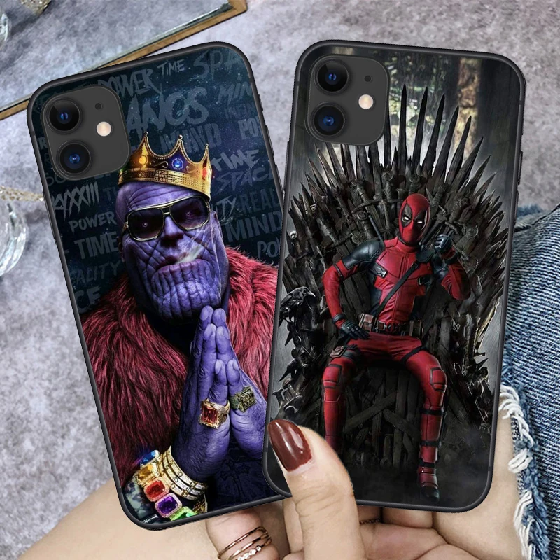 Для iPhone 11 12 Mini Pro Max X Xs XR Deadpool Joker чехлы для телефонов SE 2020 6 6S 7 8 Plus черный матовый