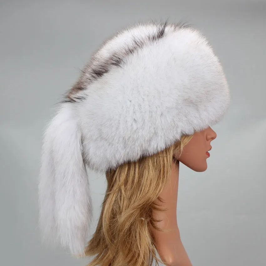Real Fur Bomber Trapstar Hat Lady Winter Warm Luxury 100% Natural Fox Fur Hat Ski Mask Bonnet Fashion Fluffy Fox Fur Beanie Caps