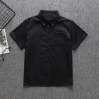 Базовая черная блузка с короткими рукавами для девочек, школьное платье средней форма для старшей школы, униформа Jk, топ, большие размеры, XS-5XL