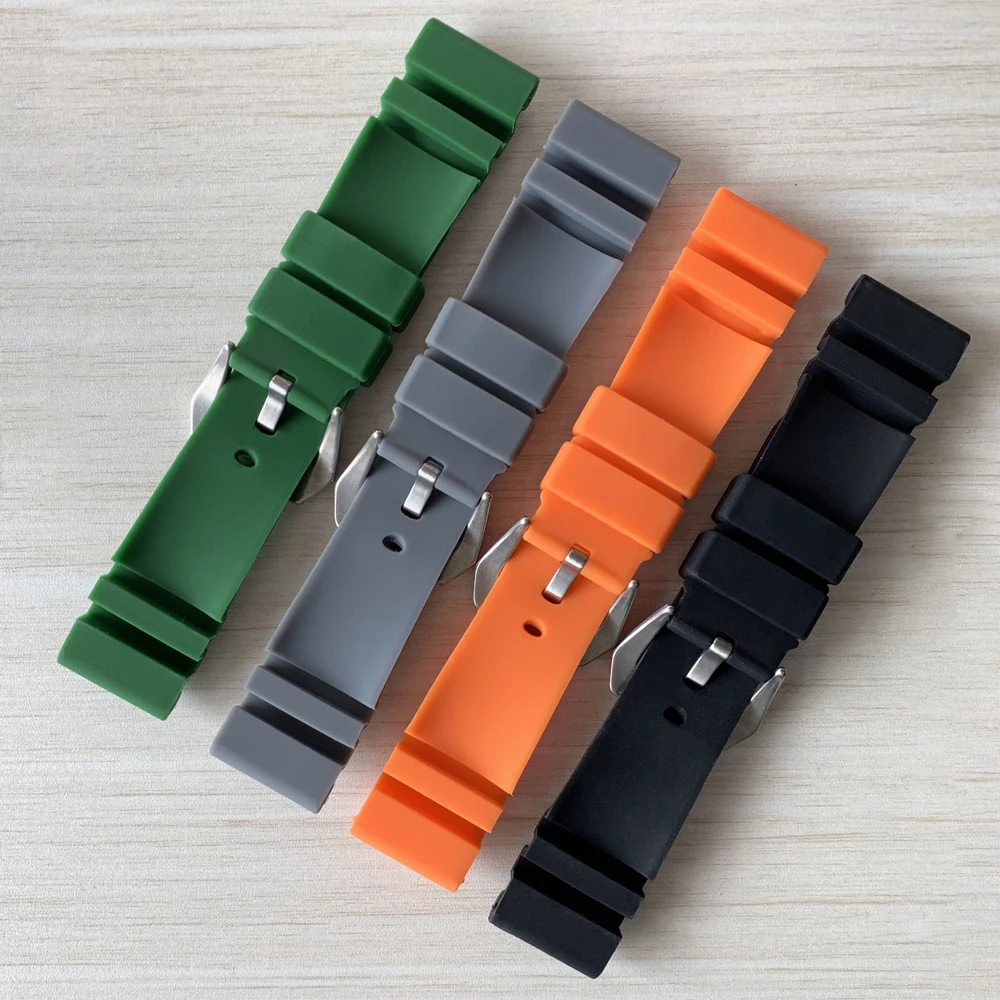 HQ 24 мм силиконовый резиновый ремешок для часов PAM Radiomir из нержавеющей стали с