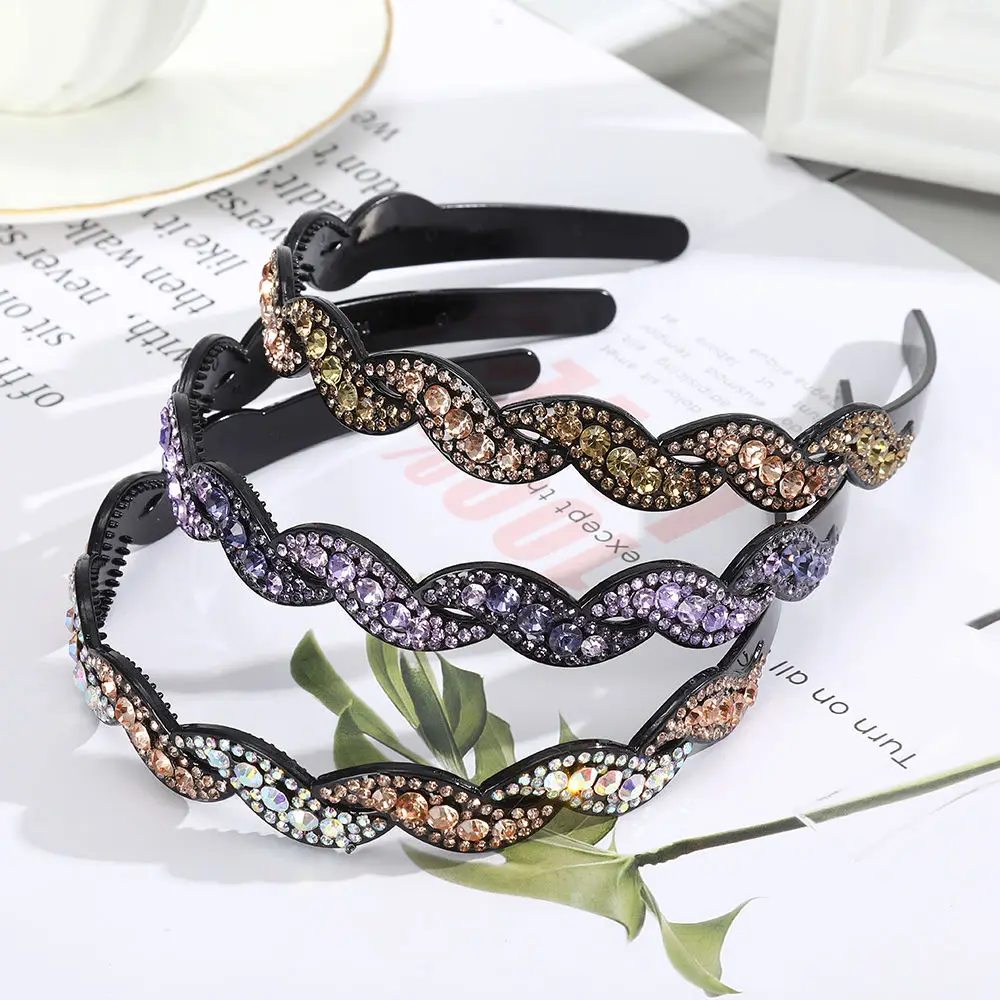 

Unisex Alice Hairband Bezel Headband Men Women Sports Hair Band Hoop Top Metal Double Bangs Flower Rhinestone Hair Accessories