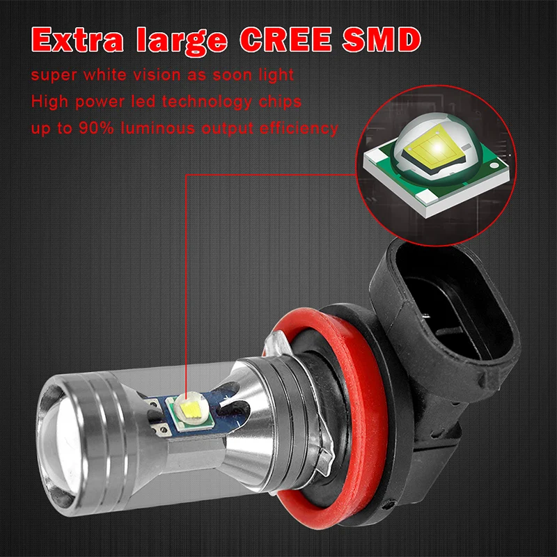 Racbox 2 шт. Автомобильная мини H8 H11 led 9005 hb3 9006 hb4 H7 противотуманная лампа дневные