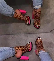 2020 spring high heels womens boots nightclub sandals leopard thick heels comfortable platform open toe sandals wedding shoes