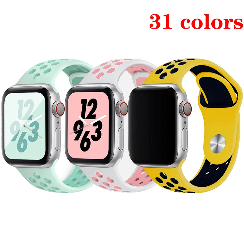 Спортивный силиконовый ремешок для apple watch группа 4 5 44 мм 40 мм, 42 мм, 38 мм, версия наручных часов iwatch, 5/4/3/2/1 ремень браслет резиновый ремешок для часов аксессуары