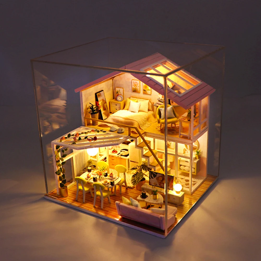 

Кукольный 3d-дом, ручная сборка, игрушки, набор мебели, подарки на день рождения для детей, миниатюрный домик «сделай сам» с мебелью