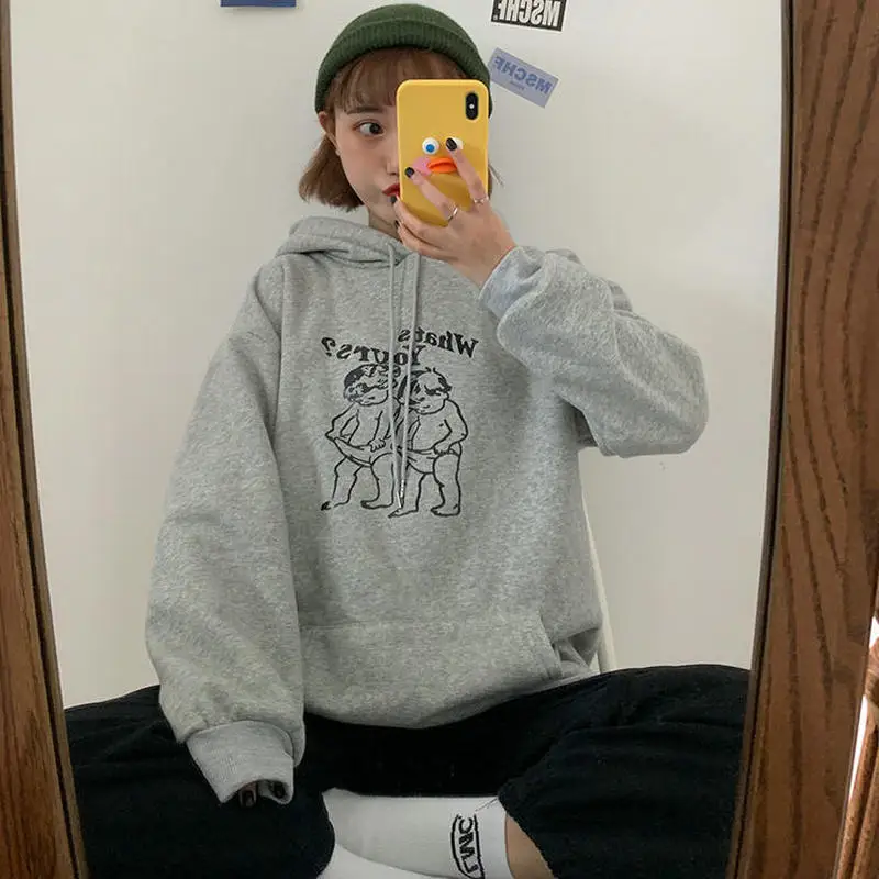 

Hooded Sweatshirt Womens Loose Casual Hoodies Women Long Sleeve Pullover Sweatshirt with Pocket Harajuku Hoodie Korean Fashion