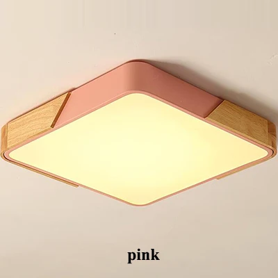 PINK Nordic Square Oak Alloy Led Chandelier Lighting Living Room App Dimmable Led Ceiling Chandelier Lamp Bedroom Led Lights Fixtures - Цвет абажура: PINK