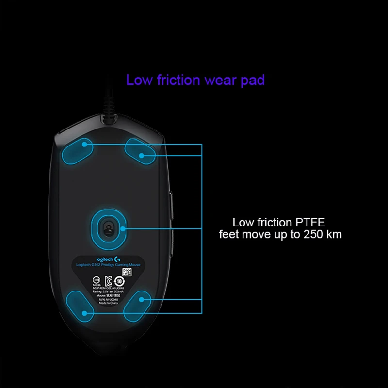 Проводная мышь Logitech G102/G102 второго поколения для геймера и бизнеса с 6000 точек/дюйм