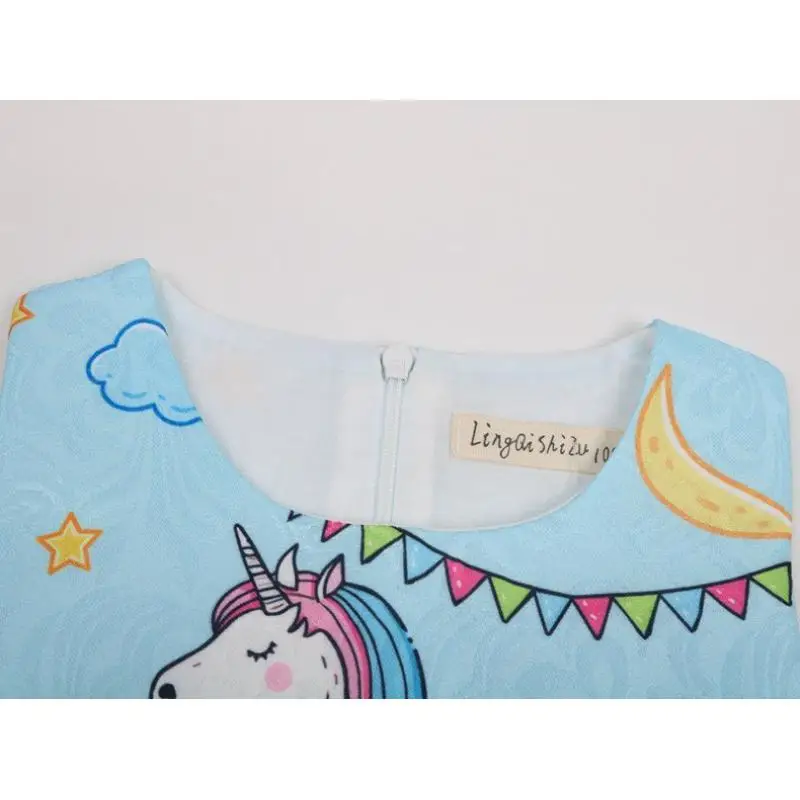 Летнее платье принцессы для девочек милое детское розовое с мультяшным