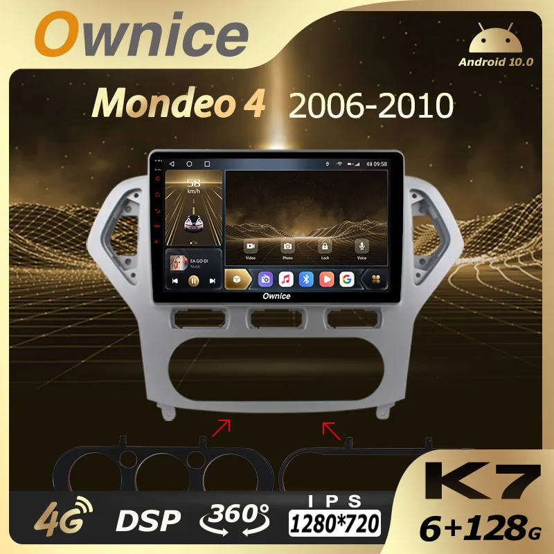 

Автомобильное мультимедийное радио 6G + 128G Ownice Android 10,0 для Ford Mondeo 4 2006-2010 2 Din GPS Navi Audio 4G LTE 360 быстрая зарядка