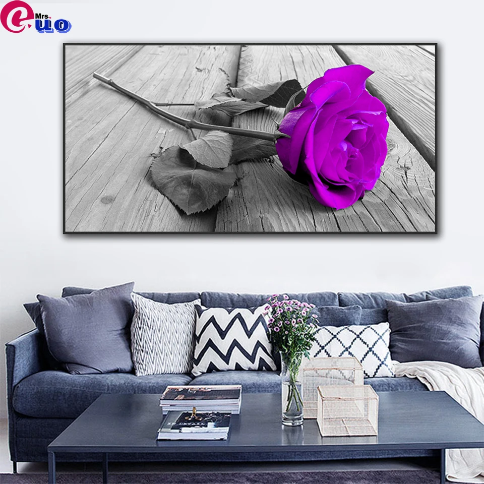 

Алмазная живопись 5D «цветы, фиолетовая Роза», большие квадратные/круглые алмазные вышивки, вышивка крестиком, домашний декор, подарок