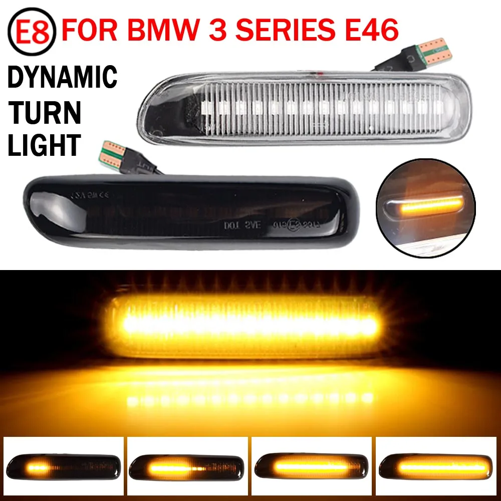 

For BMW 3 Series Dynamic LED Car Side Marker Turn Signal Sequential Blinker Light For E46 Coupe Compact Cabriolet Touring Saloon