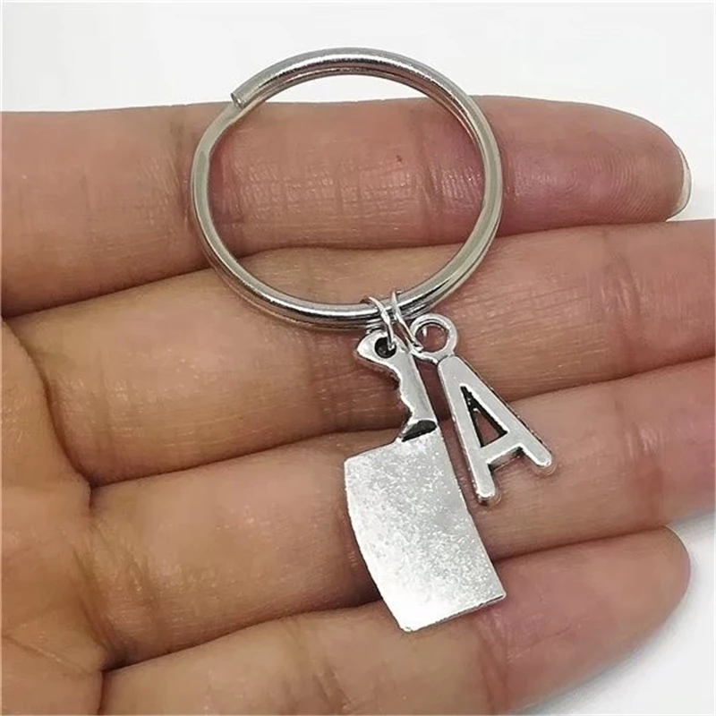 Античное серебро ручной работы цветной брелок шеф повара Кливер нож с