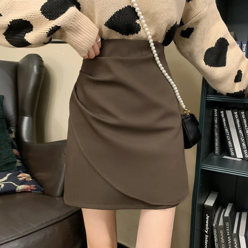 

Юбка с запахом, юбка средней длины, Женская трапециевидная юбка с высокой талией, новый дизайн 2021 года, маленькая короткая юбка