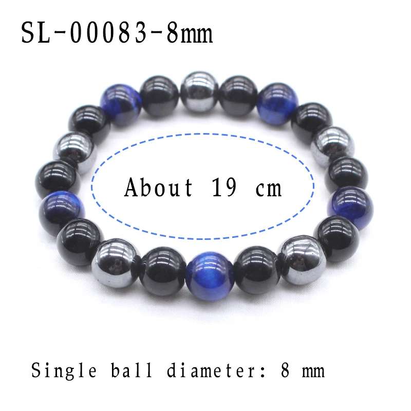 SL-00083-8mm Натуральный черный обсидиан гематит тигровый глаз бусины браслеты для мужчин для магнитной защиты здоровья женщин ювелирные изделия Pulsera Hombre - Окраска металла: SL-00083-8mm