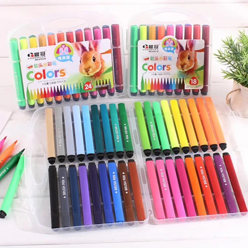 

Student soft head watercolor large capacity triangular pole watercolor pen environmental friendly washable painting pen