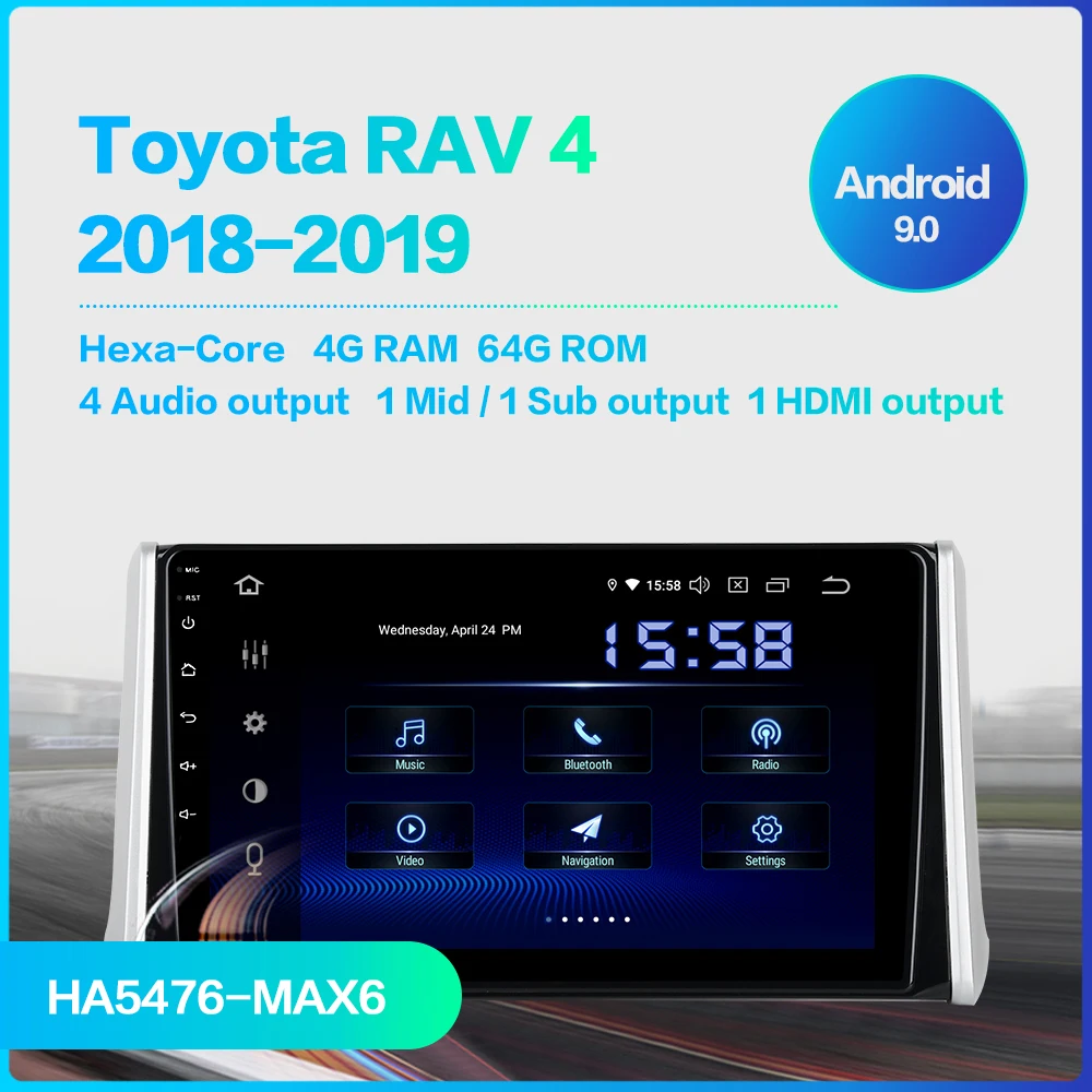 10.2" IPS screen Android 9.0 Car Multimedia for Toyota RAV4 Radio Vehicle TDA7850 GPS Bluetooth HDMI Car Stereo MAX6