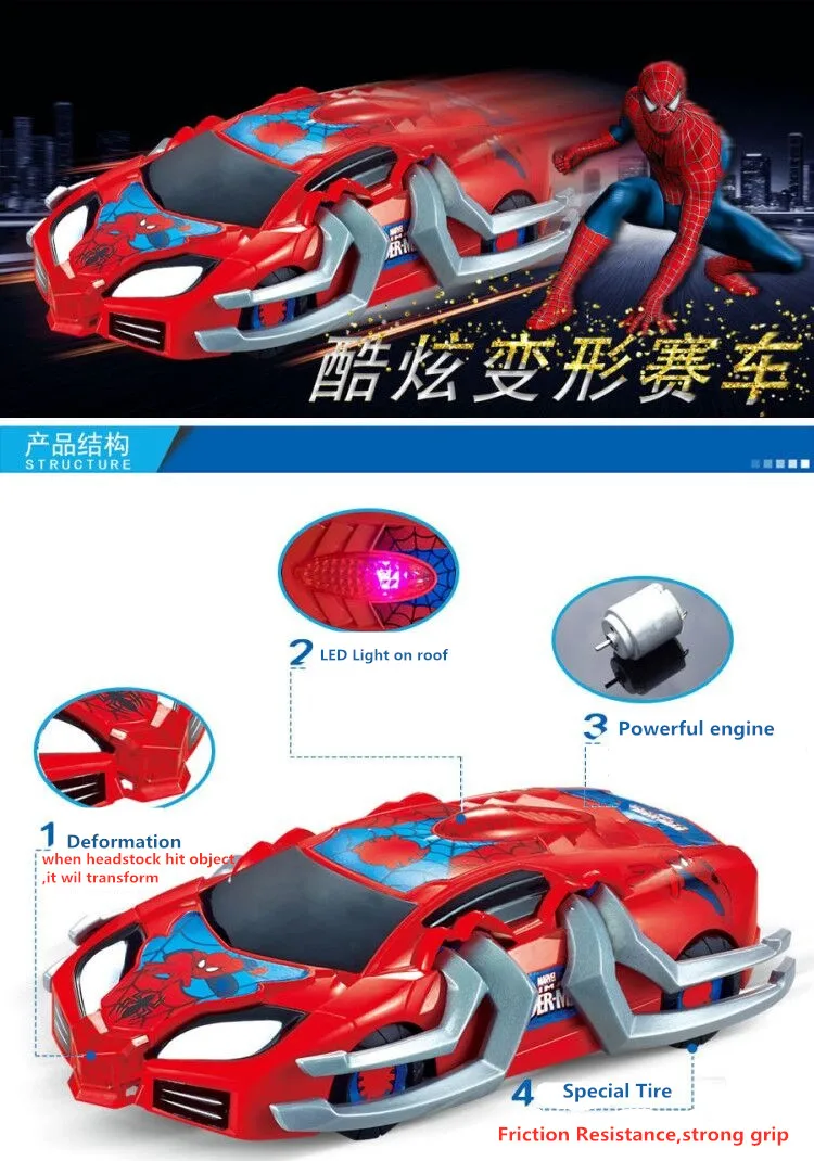 MARVEL Человек-паук трансформация д/у высокая скорость Дистанционное управление автомобиль дизайн новая концепция