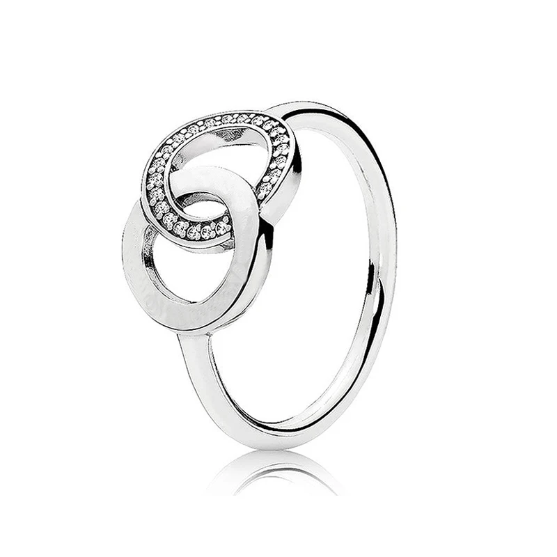 

925 Sterling Silver Ring Pave Logo Signature Circles Hearts of Halo Princess Wishbone Bow Ring For Women Gift Fashion Jewelry