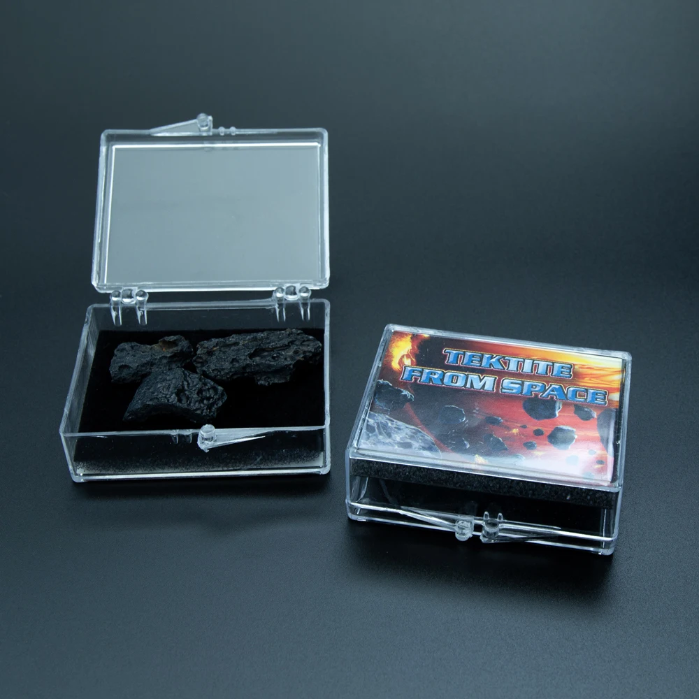 Черный метеорит в 1 коробке фрагменты Tektite Meteor из космического образца