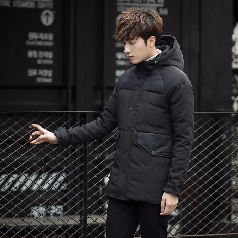 

Fashion new winter men's long section large size hooded down jacket