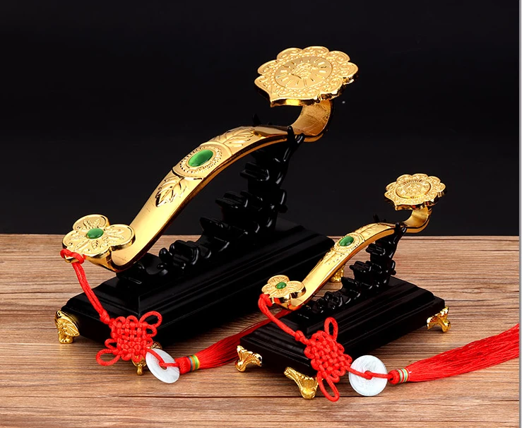 

HOT SALE 2020 OFFICE HOME MASCOT TALISMAN MONEY DRAWING FORTUNE GOLDEN RUYI FENG SHUI SCULPTURE ART STATUE