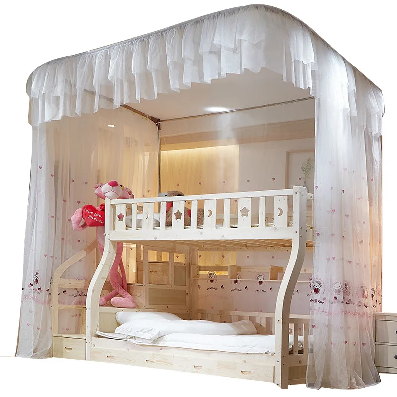 

Bunk Bed Retractable Track Mosquito Net Children's Height-Adjustable Bed Upper and Lower Bunk Mosquito Net Encryption Thicken