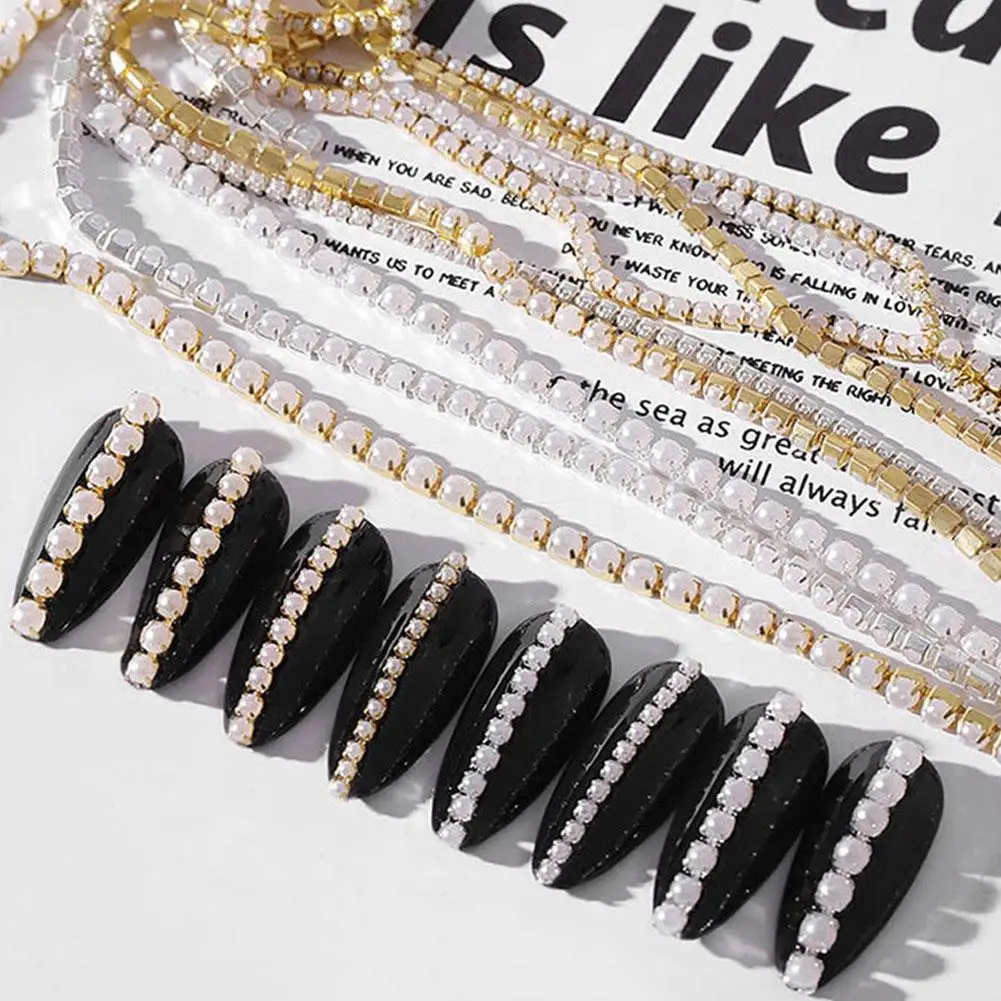 

Custom Nails Craft Decorative Luxury Nails Pearl Chain Manicure Supplies for Woman
