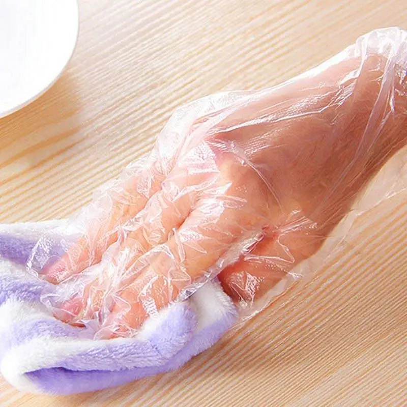 

50/100 Pcs Food Grade Plastic Disposable Gloves For Kitchen Gloves Vegetable Dishwashing Fruit Restaurant Cleaning O8H0