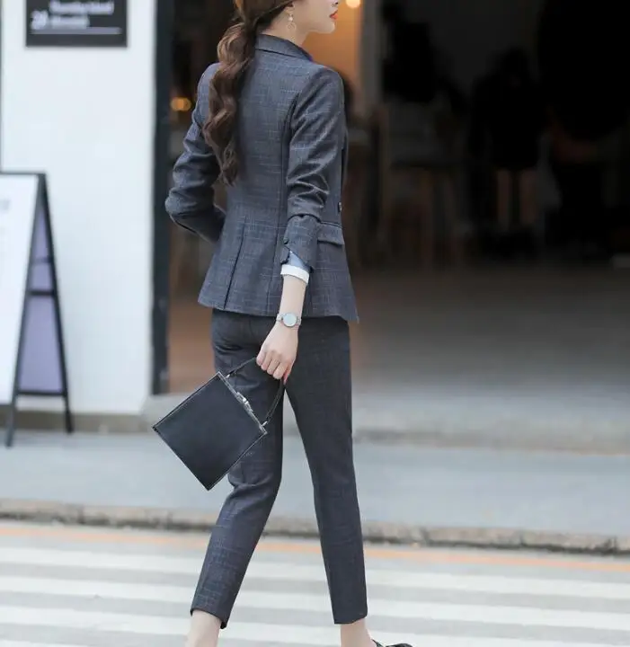 

Mini Skirt Suits Women Double Breasted Plaid Blazer Jacket Vest Waistcoat 3 Piece Set Business Formal Work Office Ladies Wear
