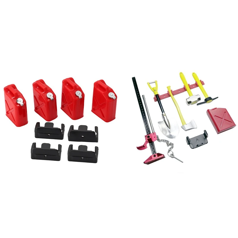 

2 Set Car Accessories: 1 Set RC Decoration Accessories Tool Set Kit & 1 Pcs Plastic Mini Fuel Tank