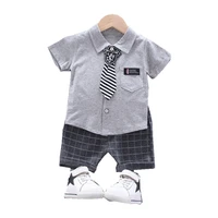 new summer baby boys clothes children cotton casual tie shirt shorts 2pcssets infant toddler fashion clothing kids sportswear