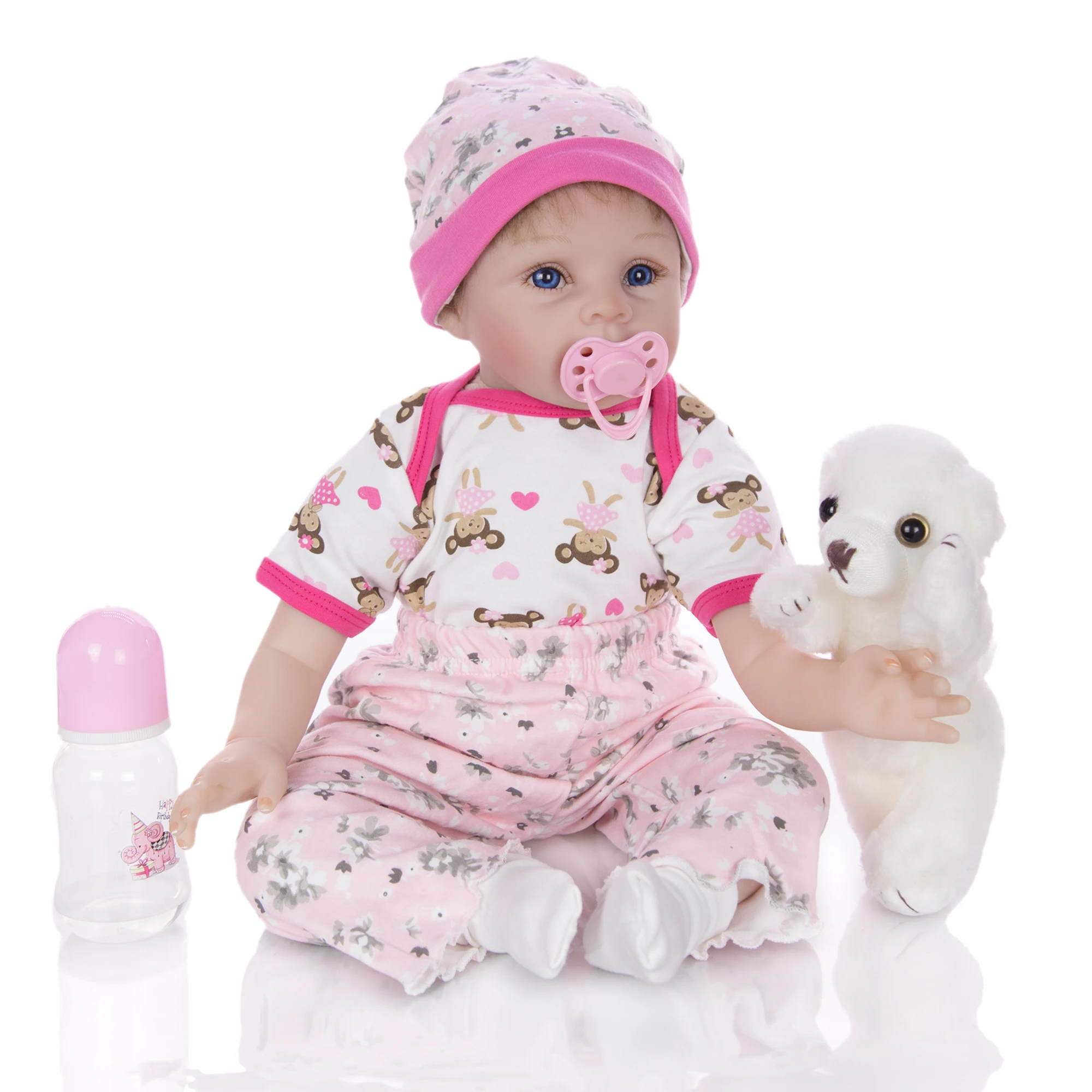 KEIUMI New Cute 22 Inch 55 cm Reborn Doll Realistic Girl Toy Baby Dolls Soft Silicone Cloth Body Kids Birthday Gifts | Игрушки и хобби