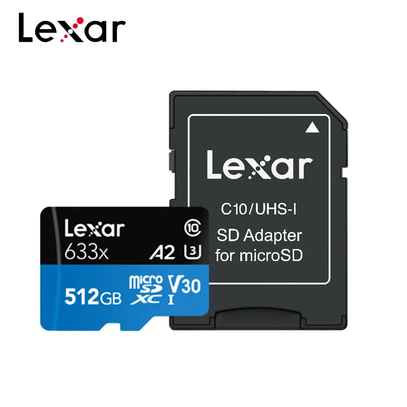 Lexar, 512 ГБ, Micro SD карта, 256 ГБ, карта памяти, 128 ГБ, Макс., 95 МБ/с./с, 64 ГБ, класс 10, 633x, TF карта, 32 ГБ, флеш-карта с адаптером