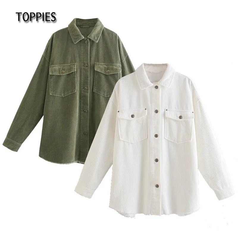 

Рубашка Toppies в стиле бойфренда, винтажная Вельветовая куртка, однобортная куртка с бахромой на Подоле и лацканами, уличная одежда