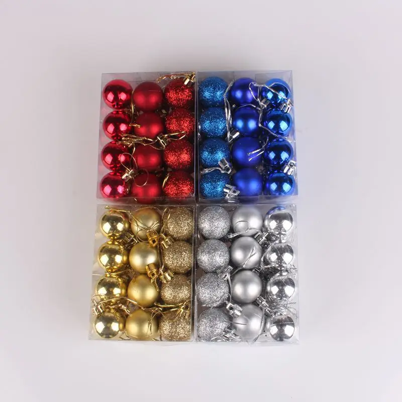 

Party Home Garden Christmas Decoration Supplies Hot Sale 12 Colors 24 Pcs/Set Glitter Christmas Tree Ball Baubles Colorful Xmas
