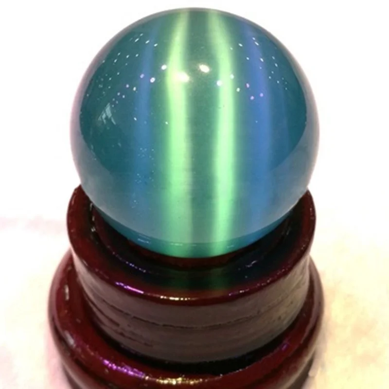 

40mm Asian Quartz Blue Cat Eye Crystal Ball Sphere Photography Props Decorative Balls