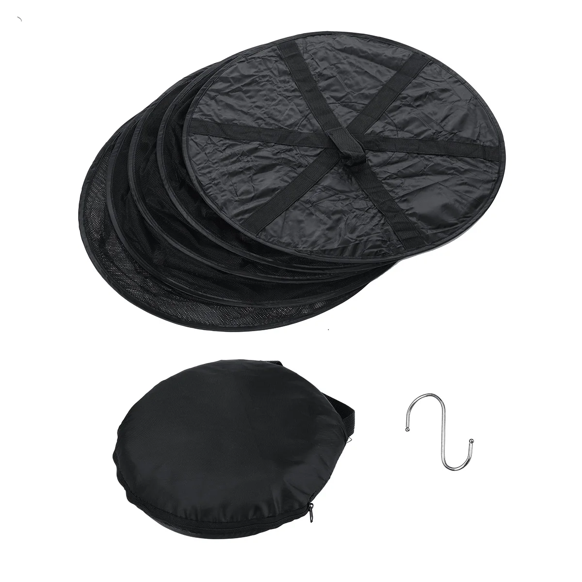

4 Layers Hanging Basket Folding Drying Net Rack Herb Dry Net Opening Shape Dryer Bag Mesh 61 CM Diameter For Herbs Flowers Fish