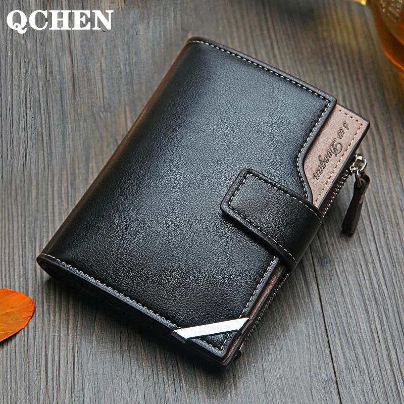 

Мужской кошелек, корейский Повседневный короткий вертикальный мужской кошелек, британский Повседневный многофункциональный кошелек для карт, складной треугольный кошелек на молнии с пряжкой, 614